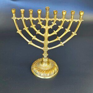 Vintage Menorah – Made in Israel – Brass – 9.5" Tall
